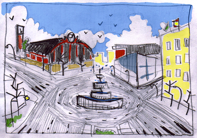 Atocha madrid by heart postcard mercedes leon illustration