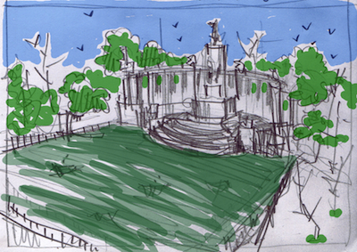 Retiro madrid by heart postcards mercedes leon illustration