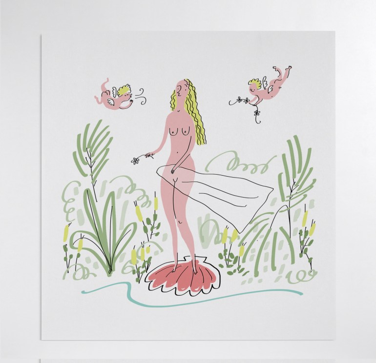 art print nude 2 boticelli merchesico illustration