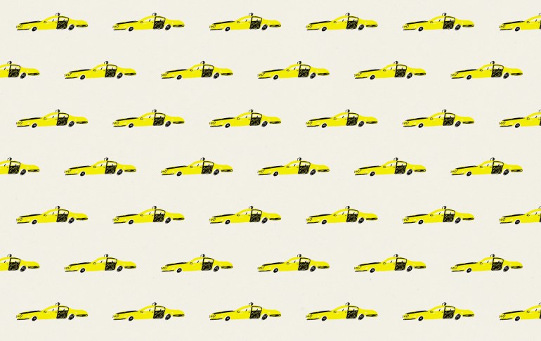 bcn taxi vintage wrap pattern mercedes leon illustration