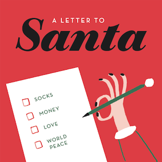 letter to santa hand tickboxes christmas greeting m&amp;s mercedes leon illustration