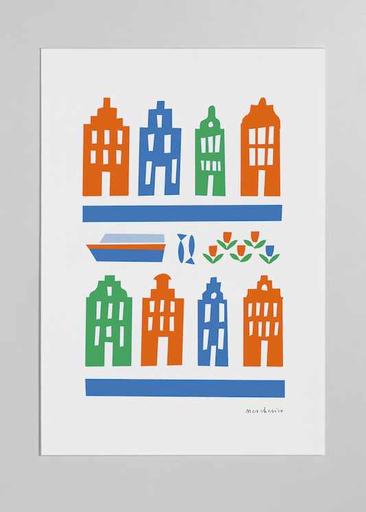 amsterdam 3 colour print merchesico illustration stencil