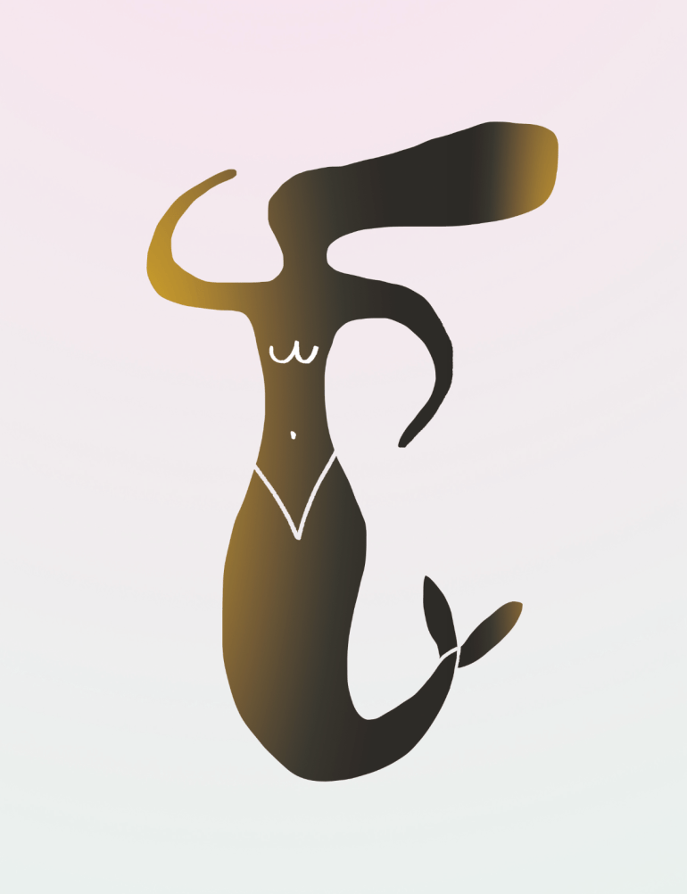 gold foil mermaid mercedes leon merchesico illustration