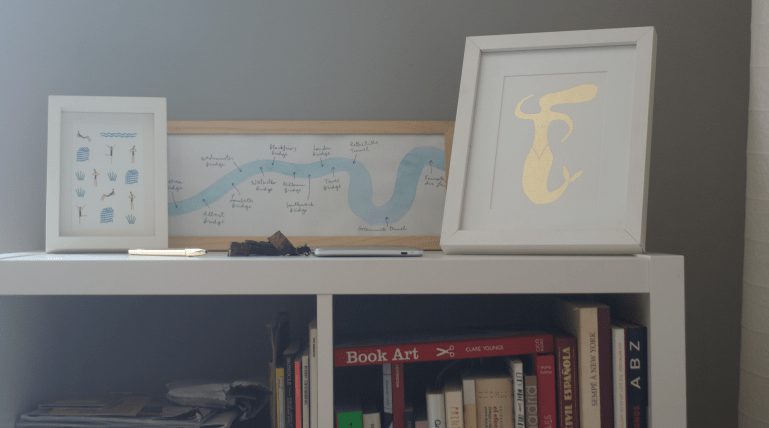 mercedes leon illustrator shelf prints foil mermaid river thames bathers_pic