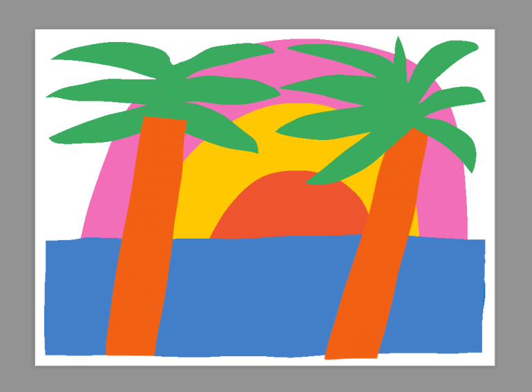 sol y playa rainbow postcard print spainmerchesico mercedes leon digital illustration