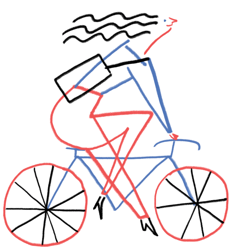 love le velo women riding bike crayon liberte egalite fraternite red blue mercedes leon illustration merchesico illustracion