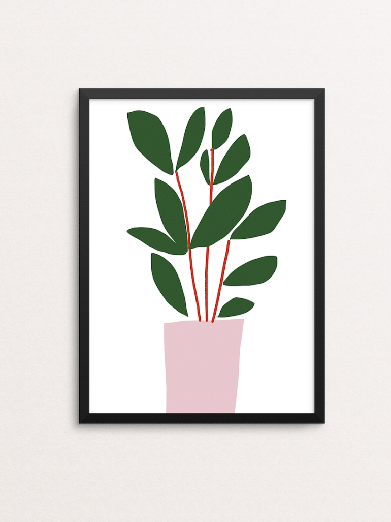 office love plants ficus print framed mercedes leon merchesico illustration ilustracion home decor