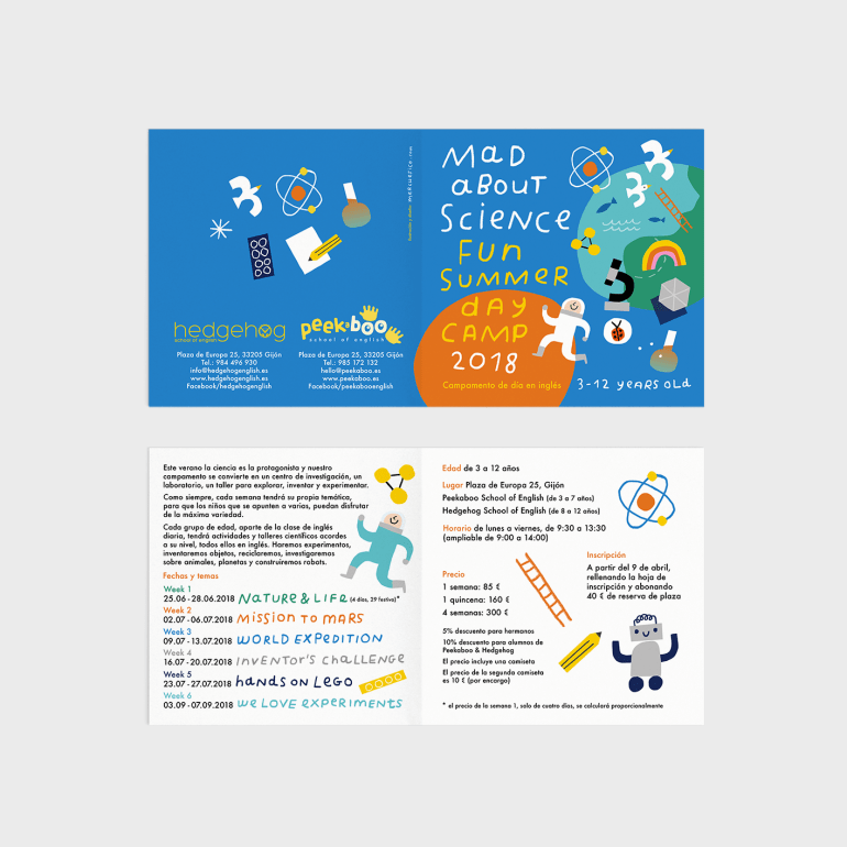 Peekaboo english kids leaflet illustration merchesico mercedes leon