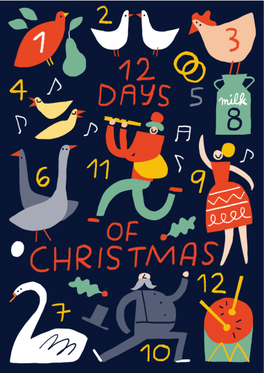 12 days of christmas merchesico moonpig greetings illustration
